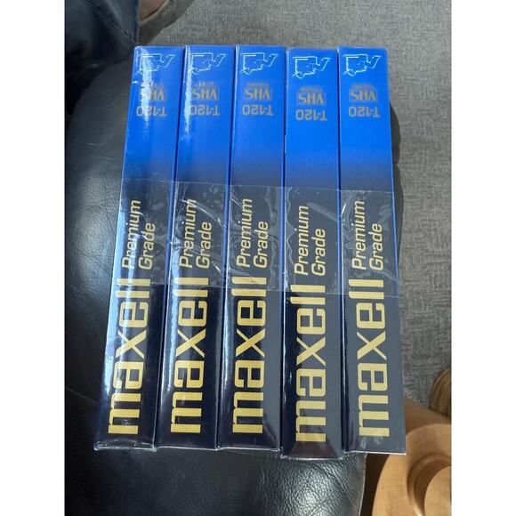 Maxell premium grade T-120 VHS cassette tapes new 5 - Picture 1 of 4
